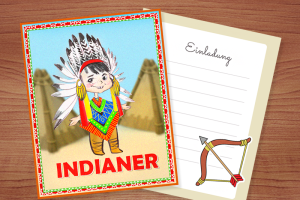 Indianer Einladungskarten zur Kinderparty ausdrucken
